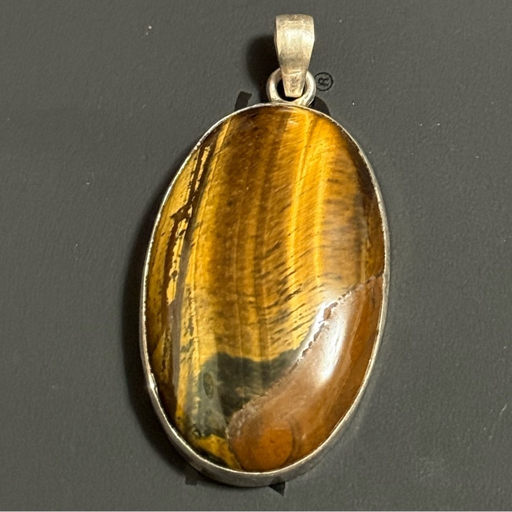 Sterling Silver 925 Tiger's Eye Pendant - Picture 2 of 8